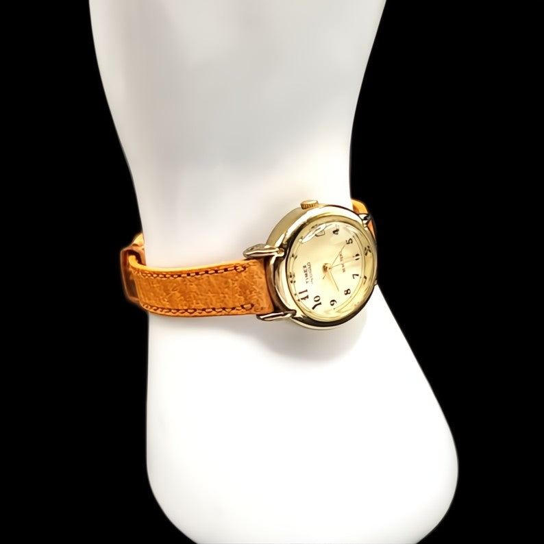 Timex Indiglo Quartz CR 1216 Womens Brass Watch With Date Display
