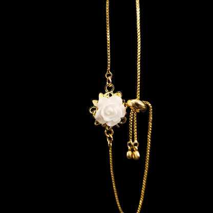 Rose in White Slider Bracelet